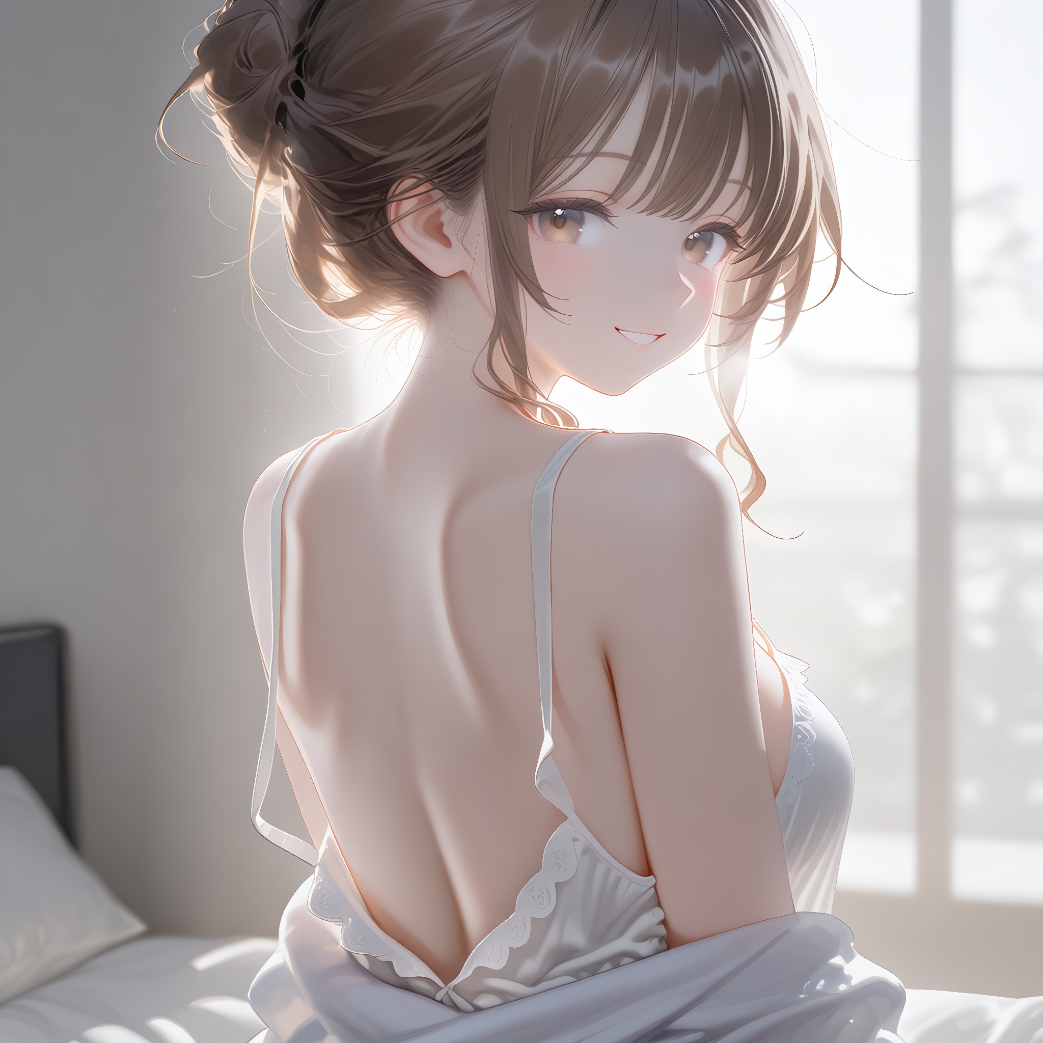 肩甲骨ラインの背中見せ。上品でドキッとする。