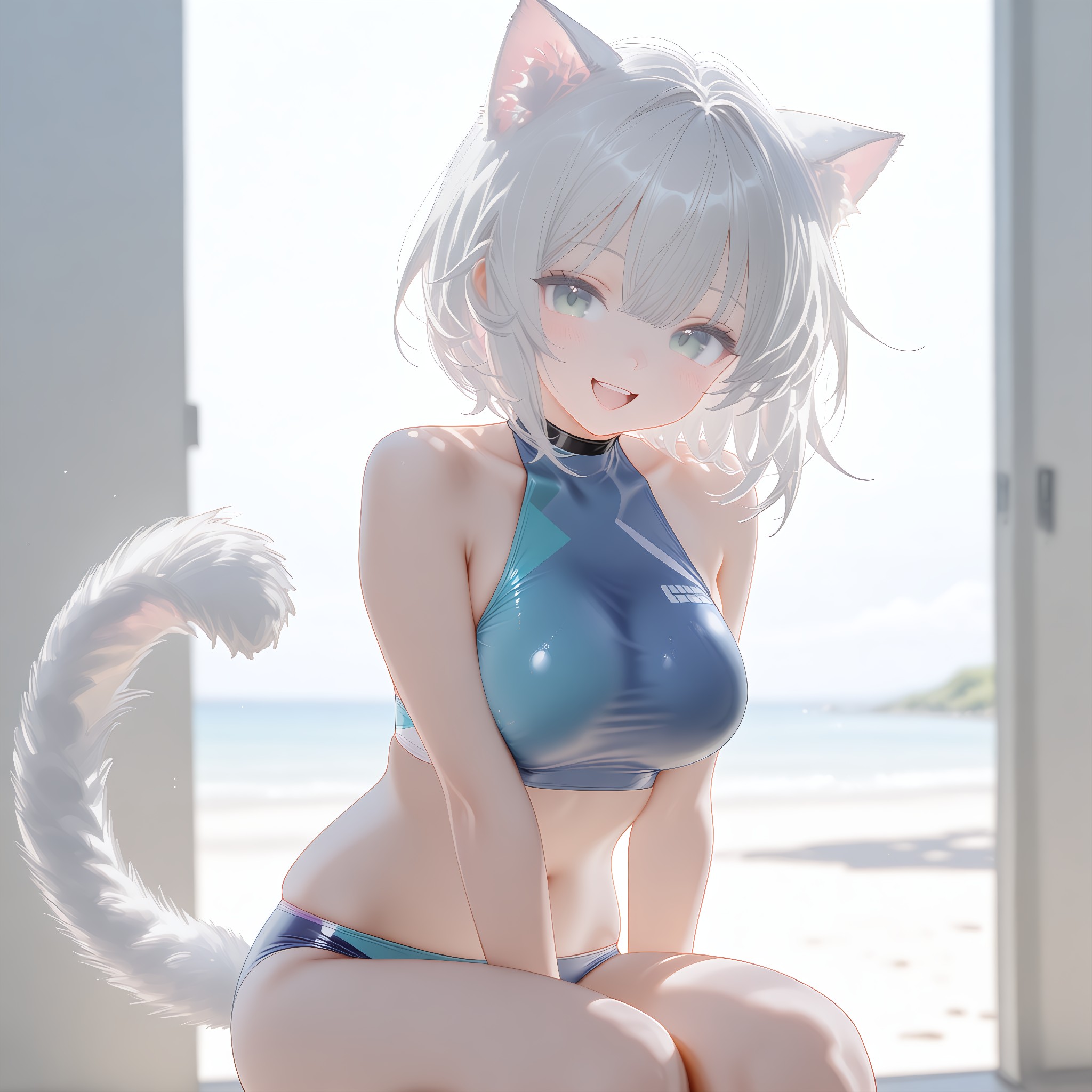 ふさふさしっぽ追加。猫娘感が一気に増す王道。