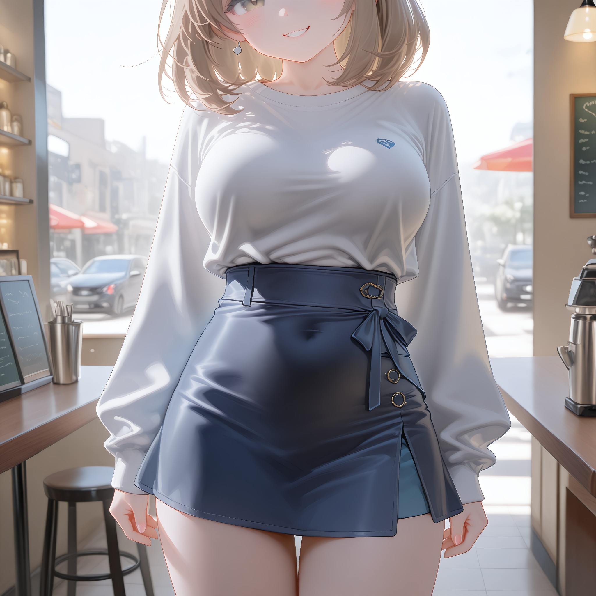 お腹が隠れた普通丈の基準。見せる前のスタート。