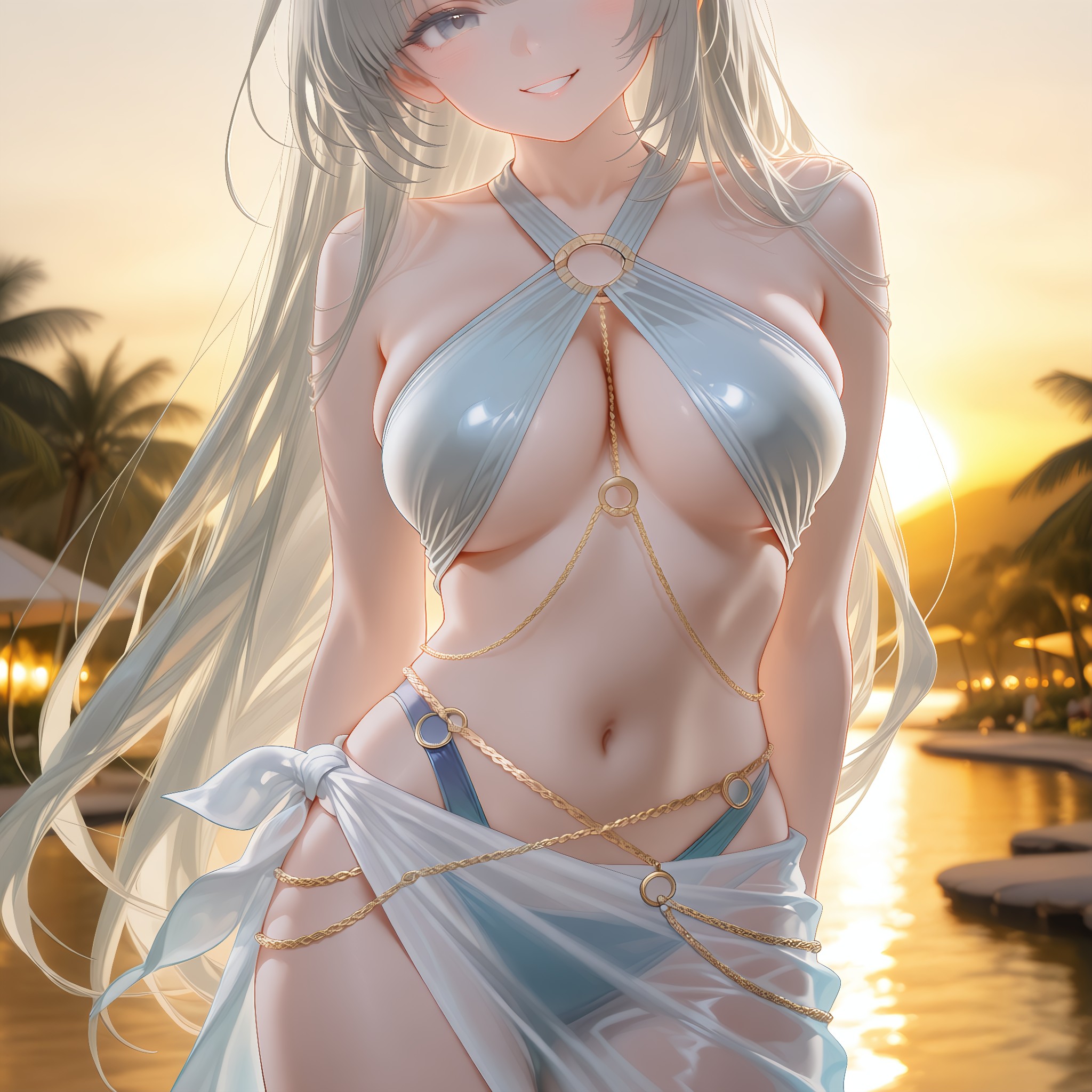 何本も重ねたチェーン。華やかでゴージャスな色気。