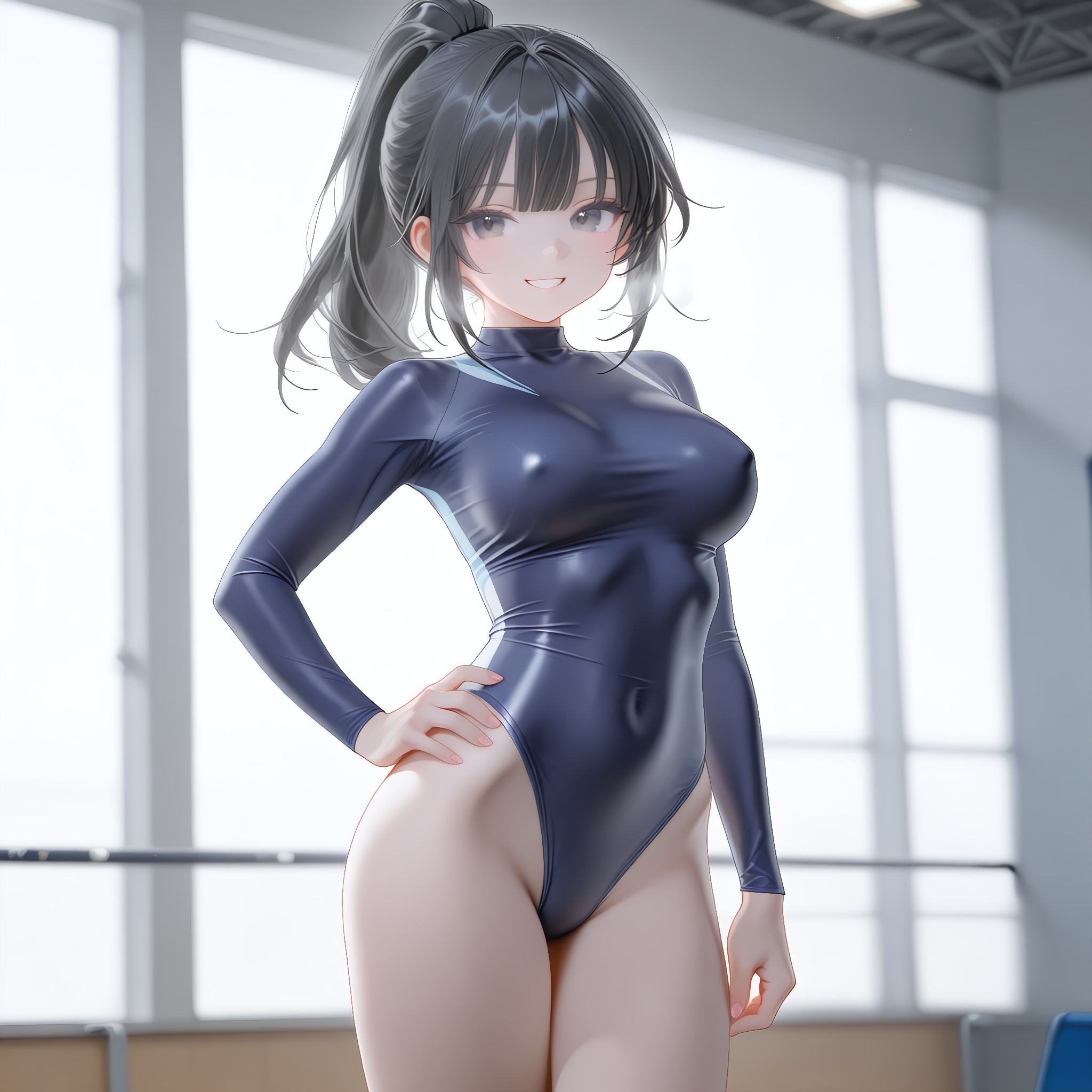切れ上がったハイレグ。脚が長く見える色っぽいライン。