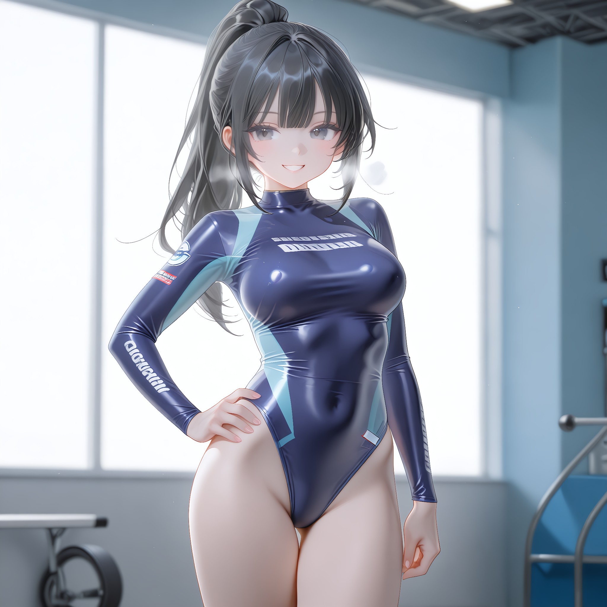 光沢のレースクイーン。華やかでショーアップした色気。