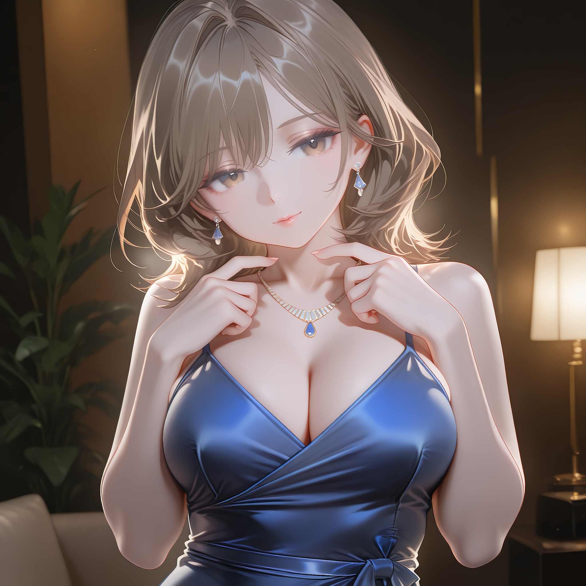 ネックレスに触れる