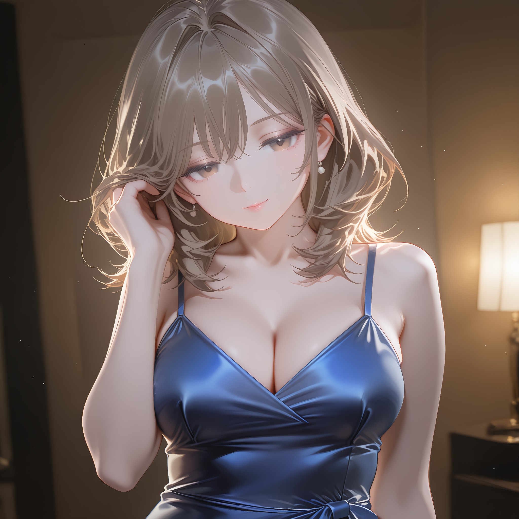 髪に触れる