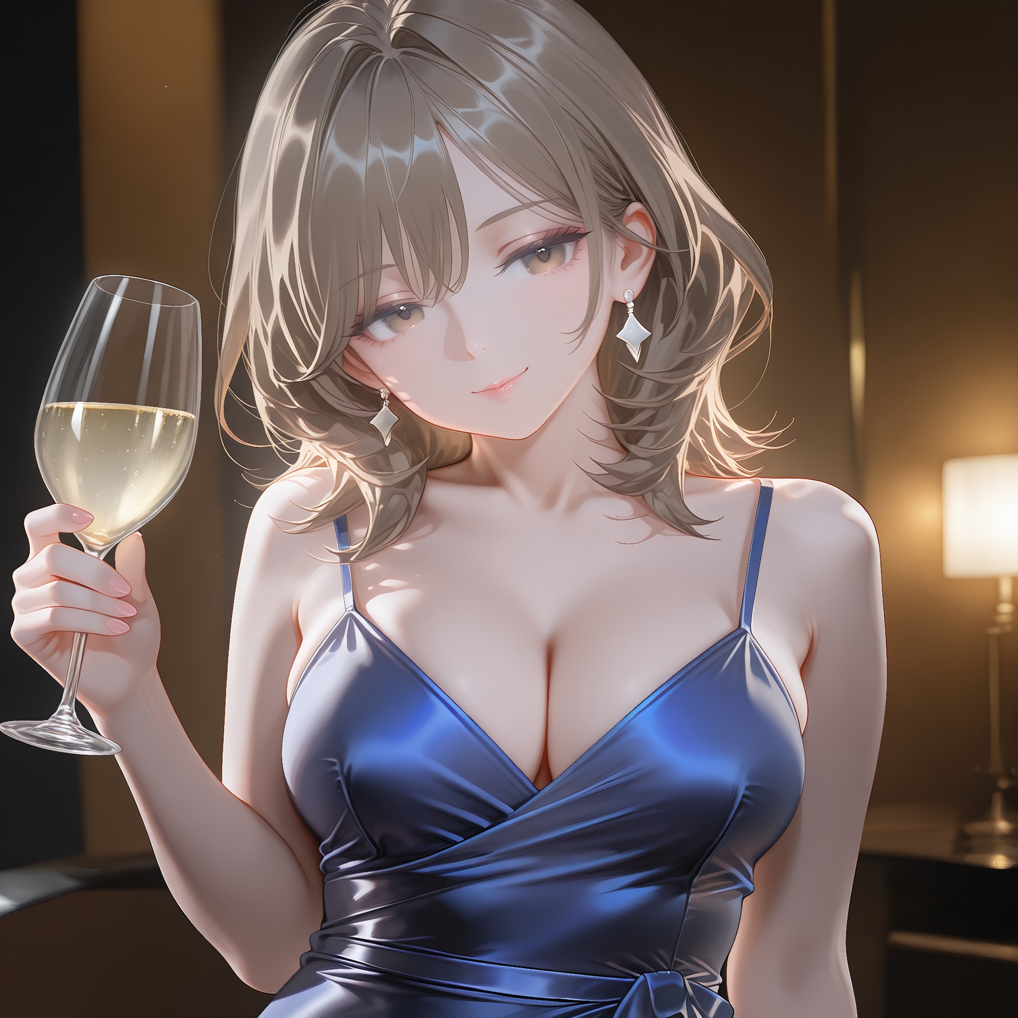グラスを持つ