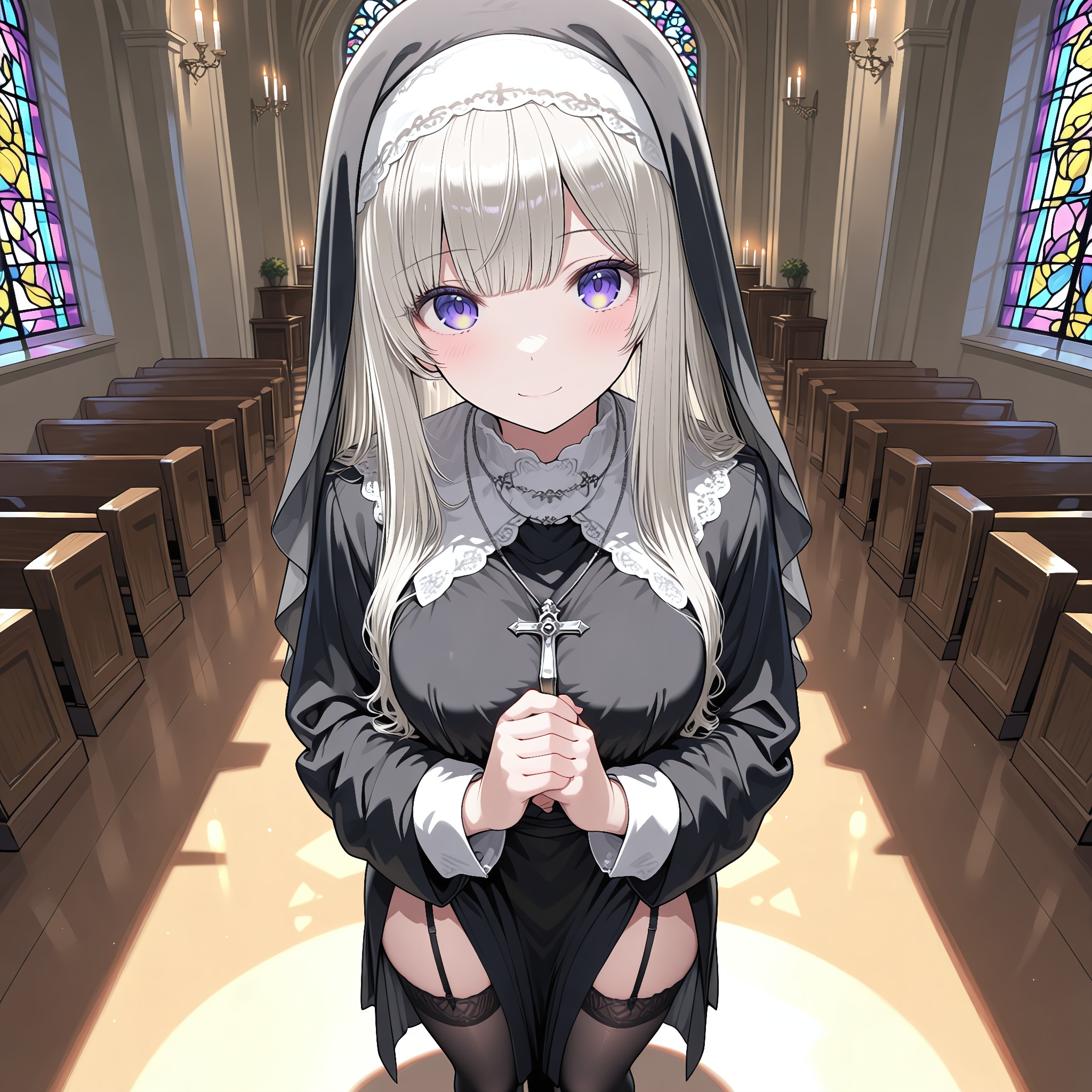 黒ニーソを足したシスター。禁欲と脚線のギャップ。