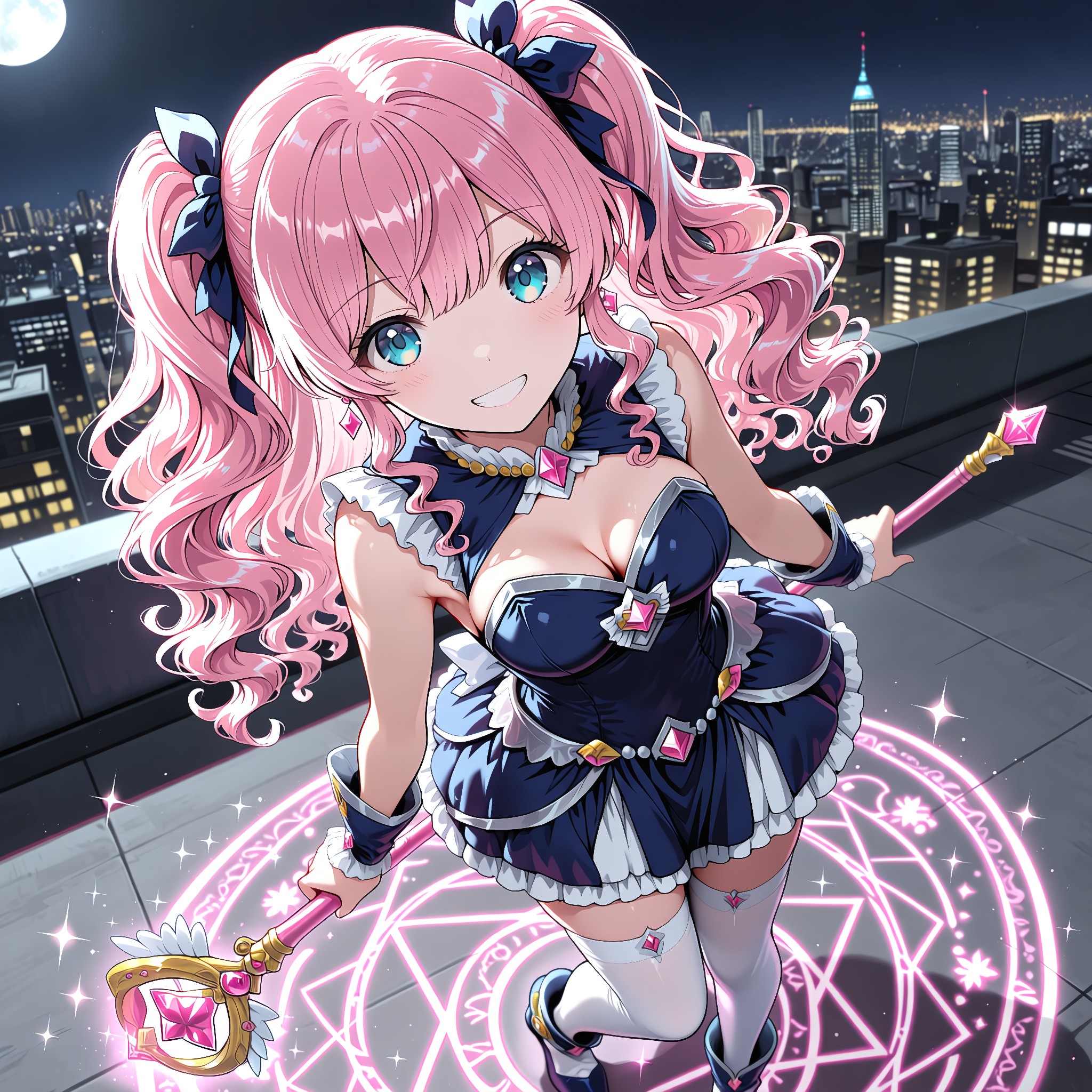ネイビーのクール魔法少女。甘さより凛とした色気。